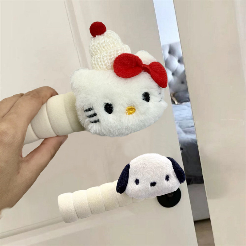 น่ารักคริสต์มาสสไตล์ Doorknob ฝาครอบเรียบง่ายนุ่มฤดูหนาวมือจับประตู Anti-Collision กันชน Home Supplies