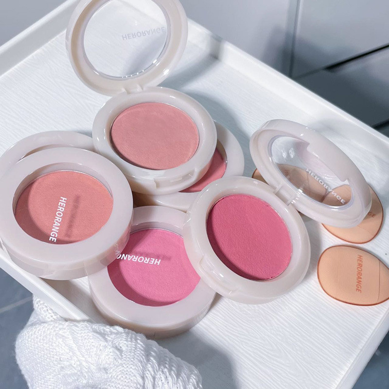 สินค้ามาใหม่รายวัน/HERORANGE Cloud Gauze Mousse Blush Cream Rouge with Puff Vitality Monochrome Stud