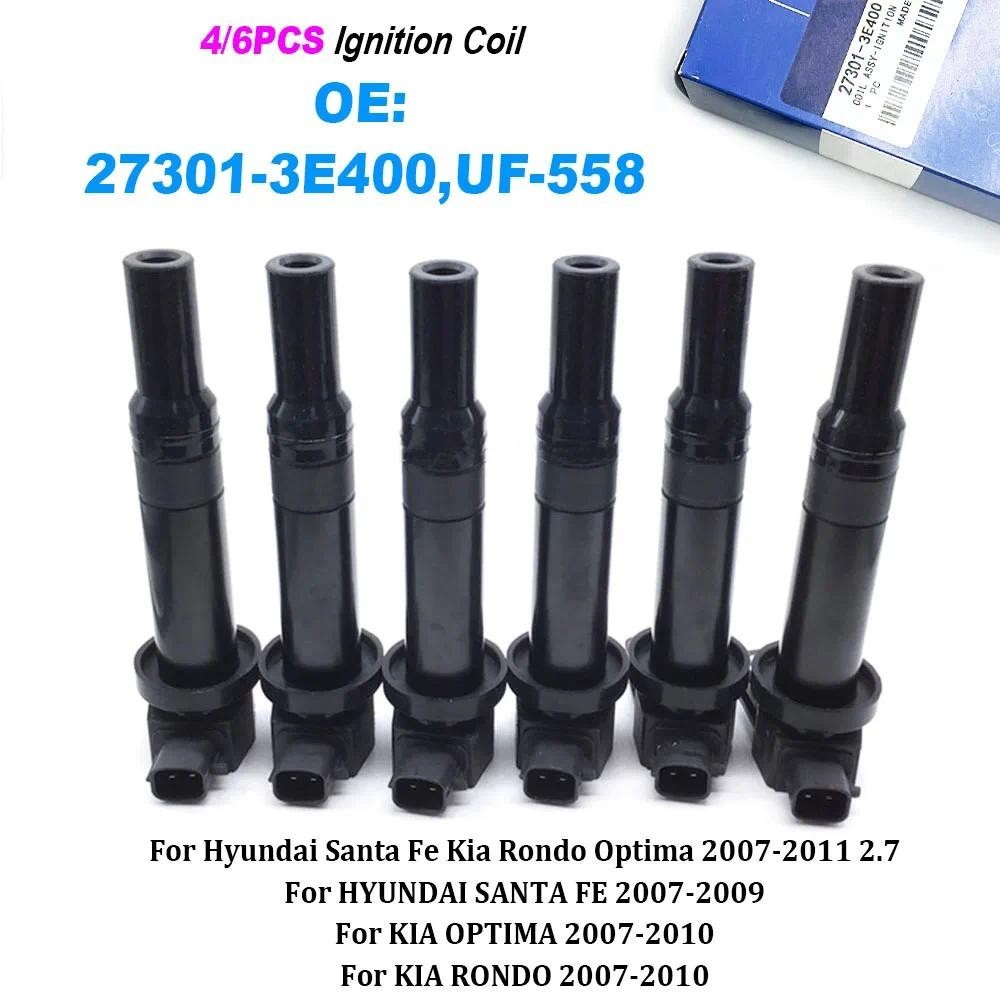 4/6PCS 27301-3E400 UF558 คุณภาพสูงคอยล์จุดระเบิดสําหรับ Hyundai Santa Fe Kia Optima Rondo 2.7L V6 27