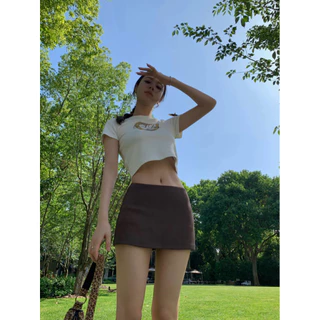 🤍 ส่งไวจากไทย✨ Skirt Pants กระโปรงกางเกงเอวต่ำ มีกางเกงด้านใน ผ้าเปเป้ ทรงสวย ใส่สบาย กระโปรงขาสั้น