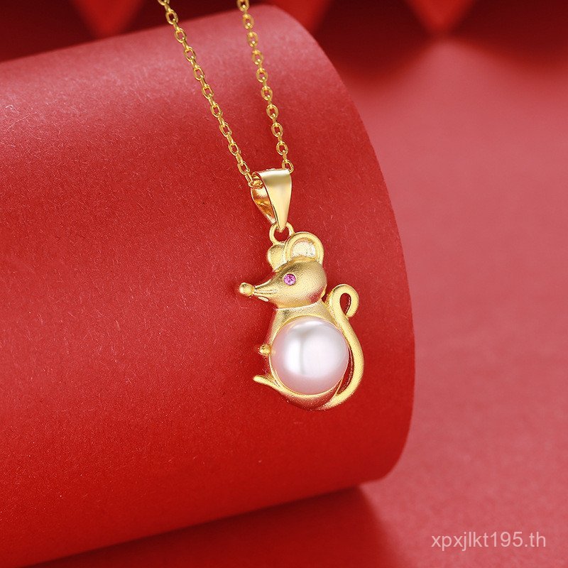 จี้มุก Benming ปีแฟชั่นผู้ถือที่ว่างเปล่าอุปกรณ์เสริม Creative ปีหนูหญิง DIYS925 เงิน Clavicle Chain