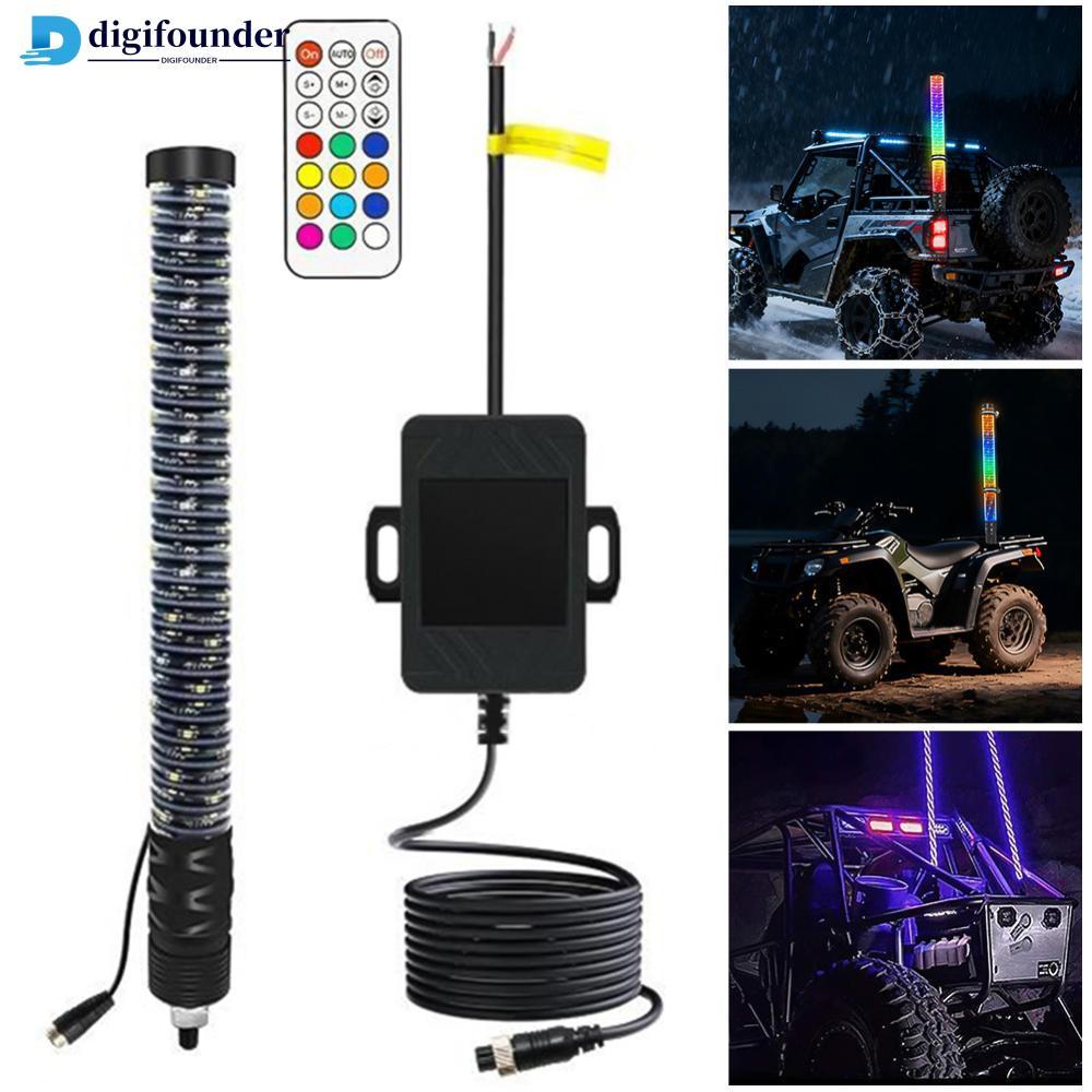 DIGIFOUNDER 30 ซม./1ft รีโมทคอนโทรลสีสัน LED แส้ไฟ Flagpole เสาอากาศ Whips APP RGB สําหรับ UTV ATV O