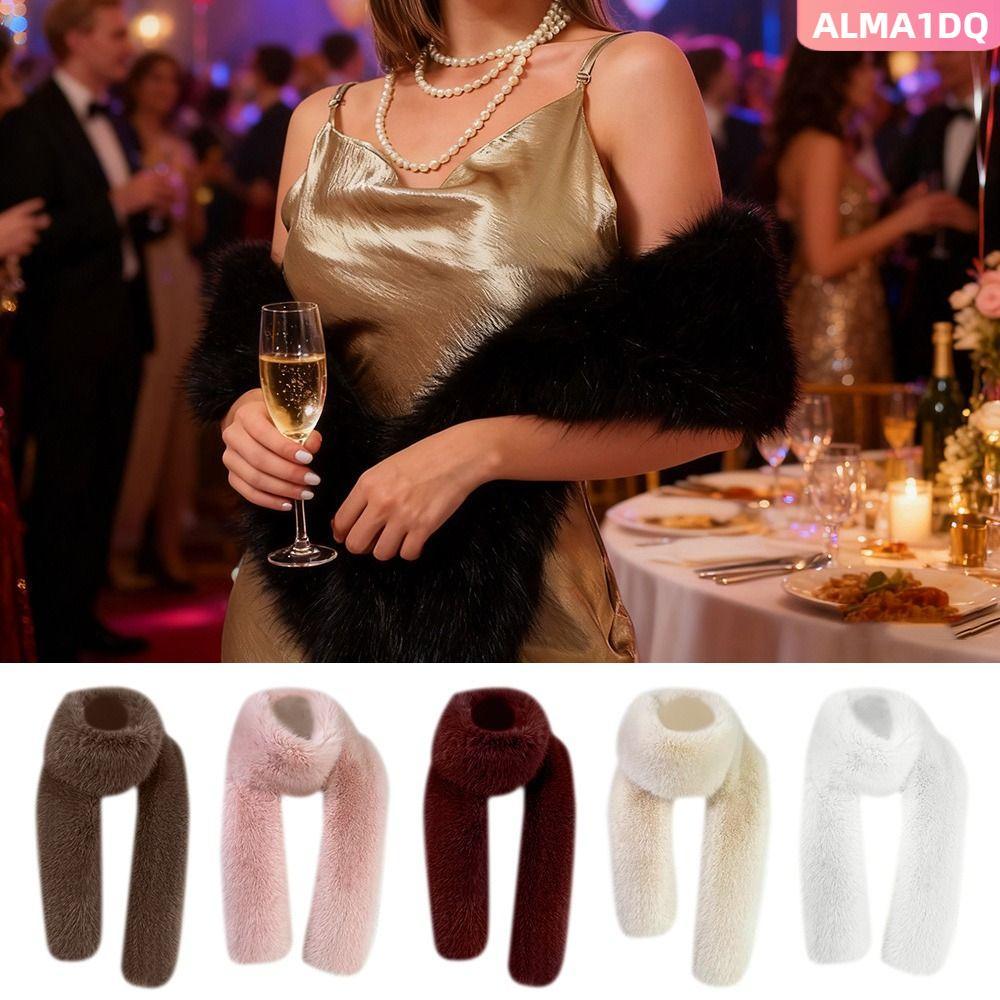 ALMA1DQ Faux Fur Wrap,ผ้าพันคอขนมิงค์เลียนแบบหนาอบอุ่น,หรูหราผู้หญิงผ้าคลุมไหล่ฤดูหนาว