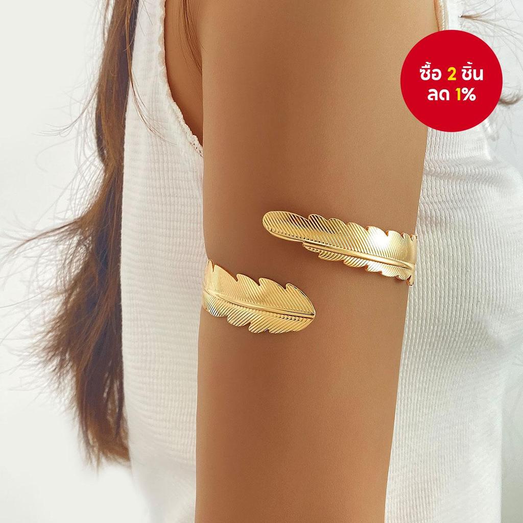 Golden Leaf Arm Cuff สําหรับผู้หญิงผู้ชายปรับแฟชั่นเครื่องประดับของขวัญ