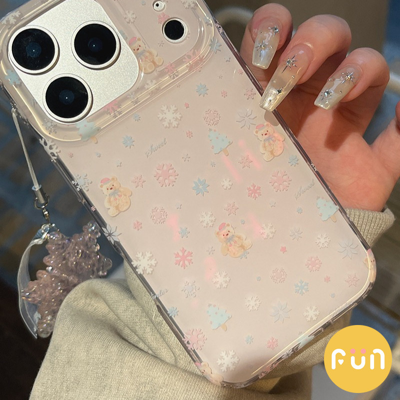 เกาหลีน่ารักต้นคริสต์มาสเกล็ดหิมะหมีโทรศัพท์มือถือกรณีเข้ากันได้สําหรับiPhone 17 16 15 14 Pro Max 13 iPhone17 IMDฝุ่นปกหลังเชลล์ - รูปที่ 5