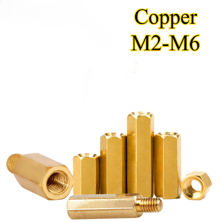 หกเหลี่ยมแยกคอลัมน์รอบ knurled คอลัมน์หกเหลี่ยมทองแดงคอลัมน์คู่ผ่านคอลัมน์ DIY ชุด M2-M6 【BQ-MB】