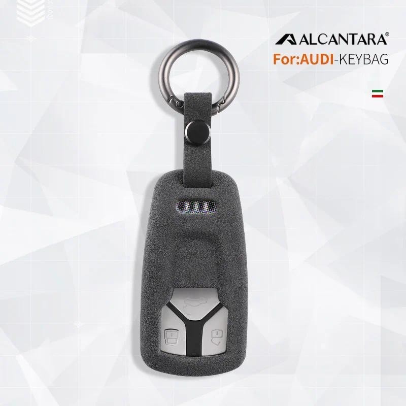 Alcantara รถ Key Case ฝาครอบหัวเข็มขัดสําหรับ Audi Q8 A6 C8 S6 RS6 A7 S7 RS7 A3 8Y A8 D5 4N GT Q4 Q7