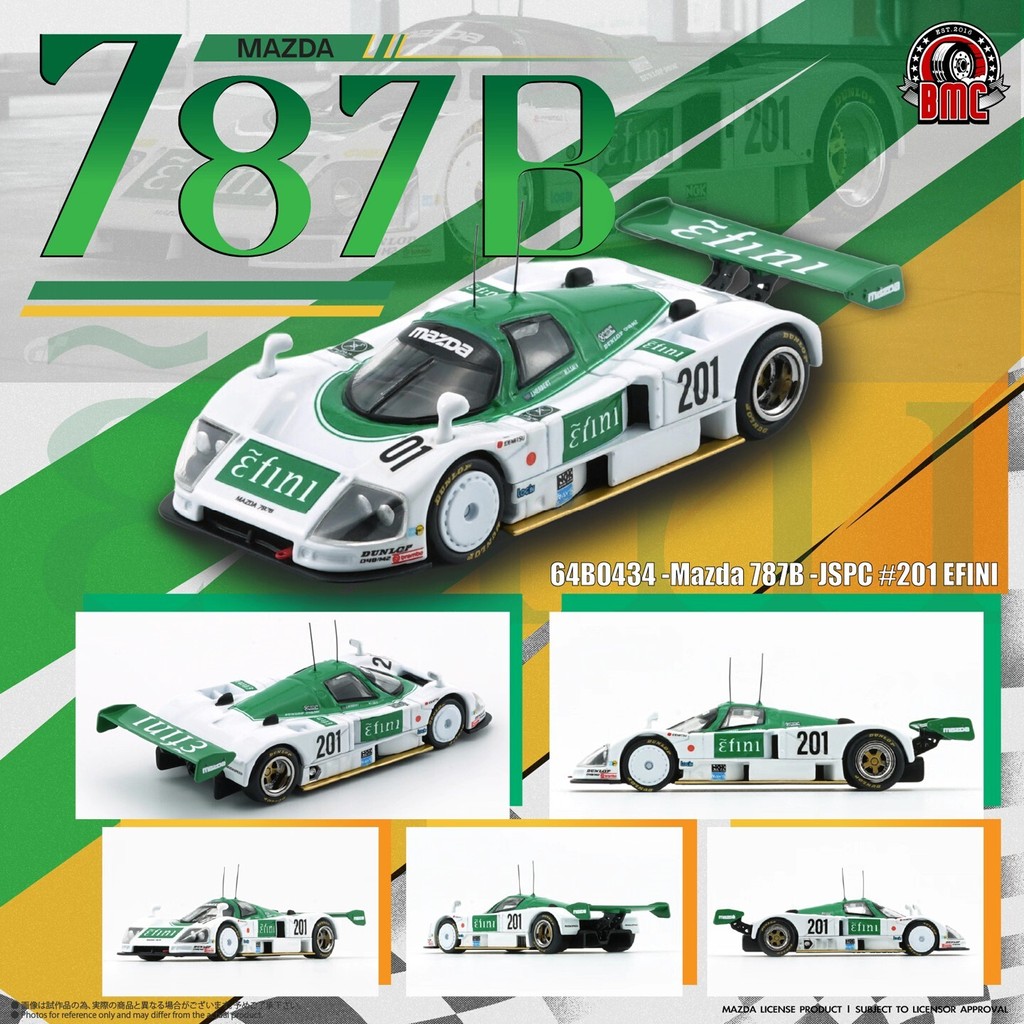 BMC 1/64 MAZADA Mazda Mastercard 787B 1991 การแข่งขันรถต้นแบบญี่ปุ่น JSPC No. 201 รถแข่งรถ 1: 64 โมเ
