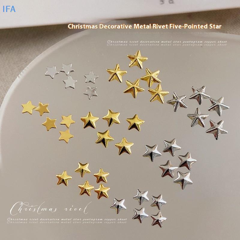 IFA Hollow Star Nail Art Art Rivet Charms 3d Alloy Five-Pointed-Star Gold Silver Diamond Nail Decorative Luxury Nails Accessories ดี
