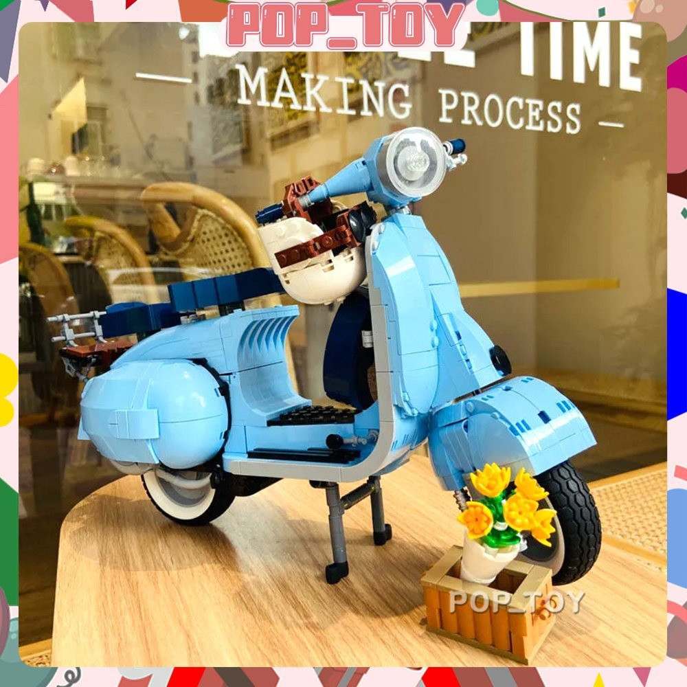 Moc 10298 Vespa 125 Lego Building Block Expert Italian Classic Style Technology Locomotive Assembly 