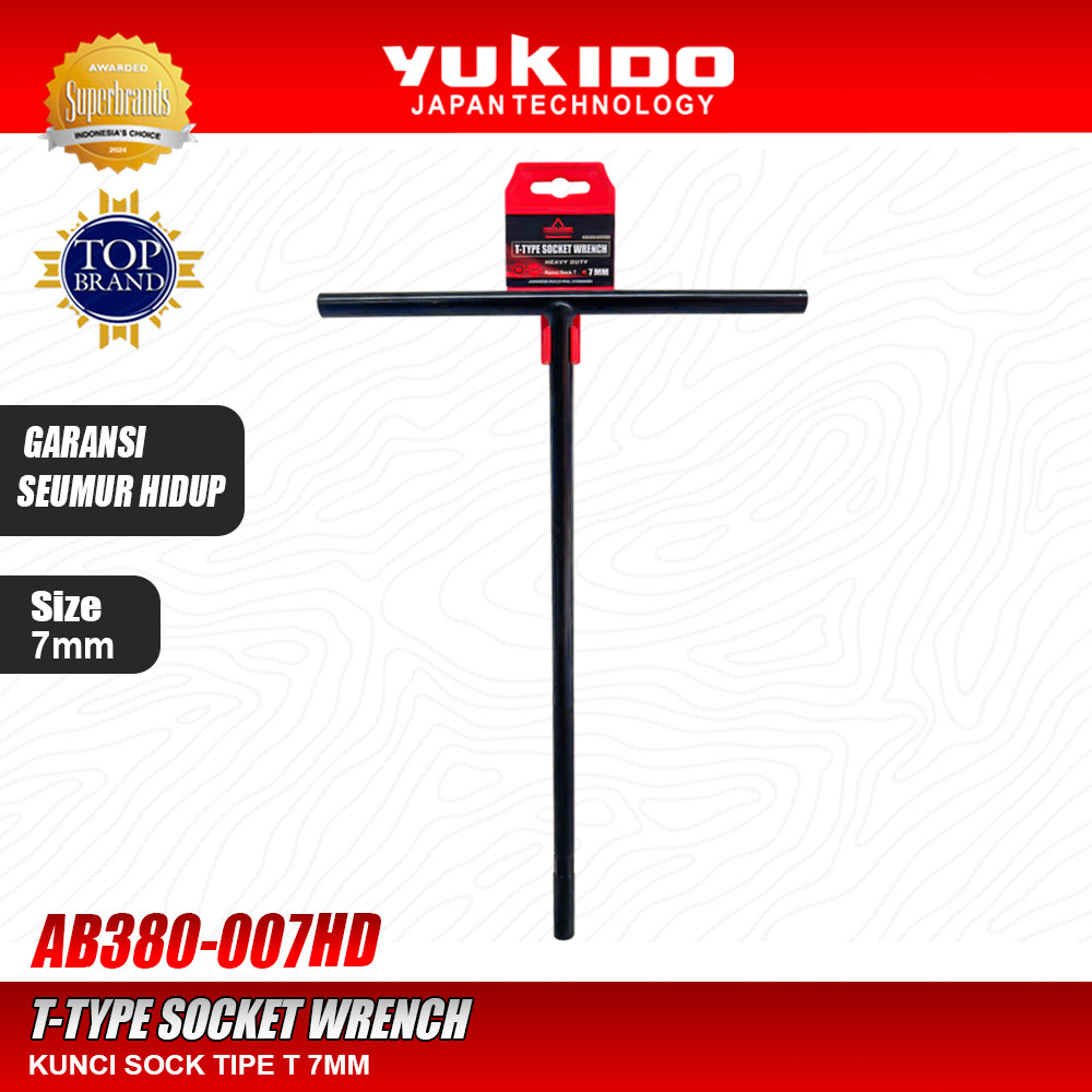 (รับประกันตลอดอายุการใช้งาน) Yukido 7MM T-Type Socket ประแจ / Yukido T-Type Socket 7MM AB380-007HD