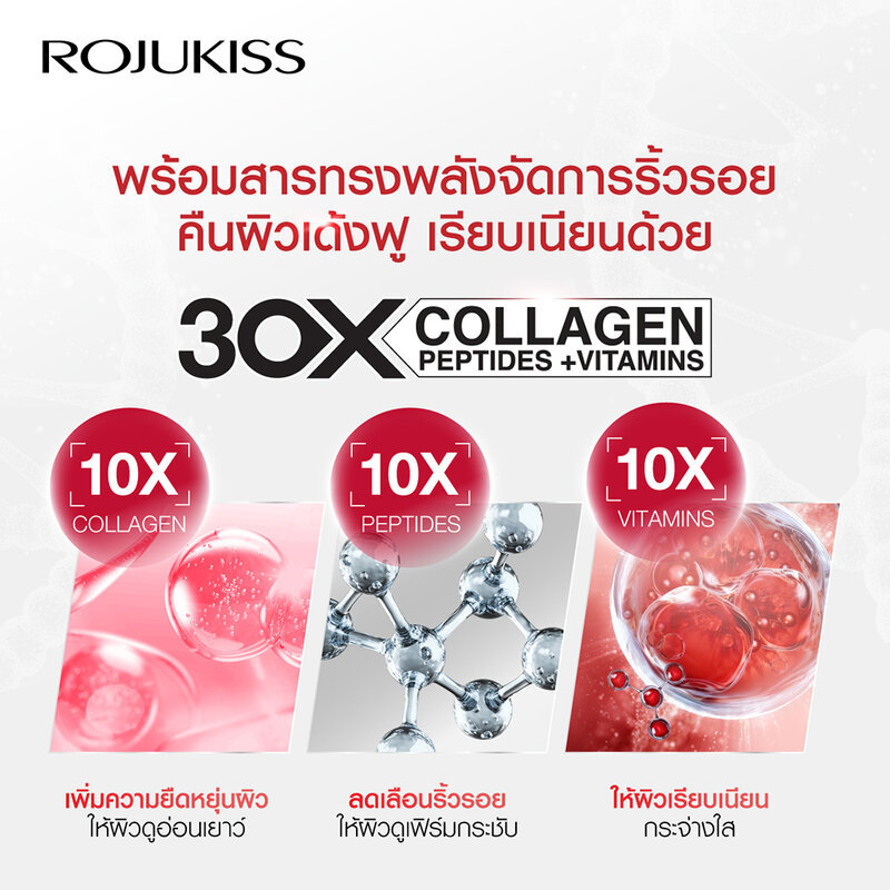 Rojukiss Face Eye Neck Repair Cream 30ml ครีมบำรุงผิวหน้า รอบดวงตา และลำคอ โรจูคิส ลดริ้วรอย ผิวเรียบเนียนกระชับ. — صورة 5