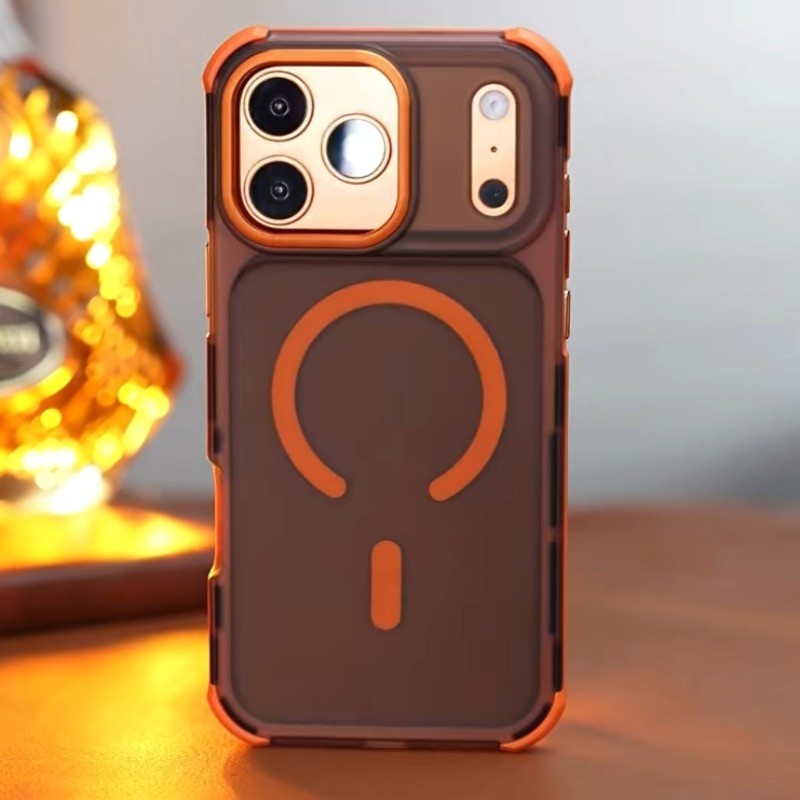 เคสโทรศัพท์แม่เหล็กฝ้าหรูหราสําหรับiPhone 17 Pro Max 12 13 14 15 16 Pro Max 14/15/16 Plus iP 11 Xingyuปลอกเคลือบสีส้มสี่มุมป้องกันการตกกันกระแทก