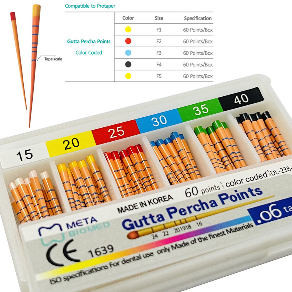 1 แพ็คทันตกรรม Gutta Percha Point Taper 02 04 06 F1 F2 F3 F4 F5 พร้อมกระดาษดูดซับขนาดวัสดุทันตกรรมสิ้นเปลือง