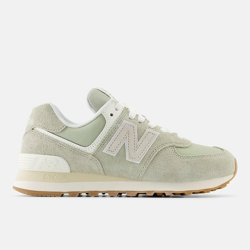 Cool Carefully Selected New Balance 574 Series Women Casual Shoes Retro Suede Grey Green B Last-WL57