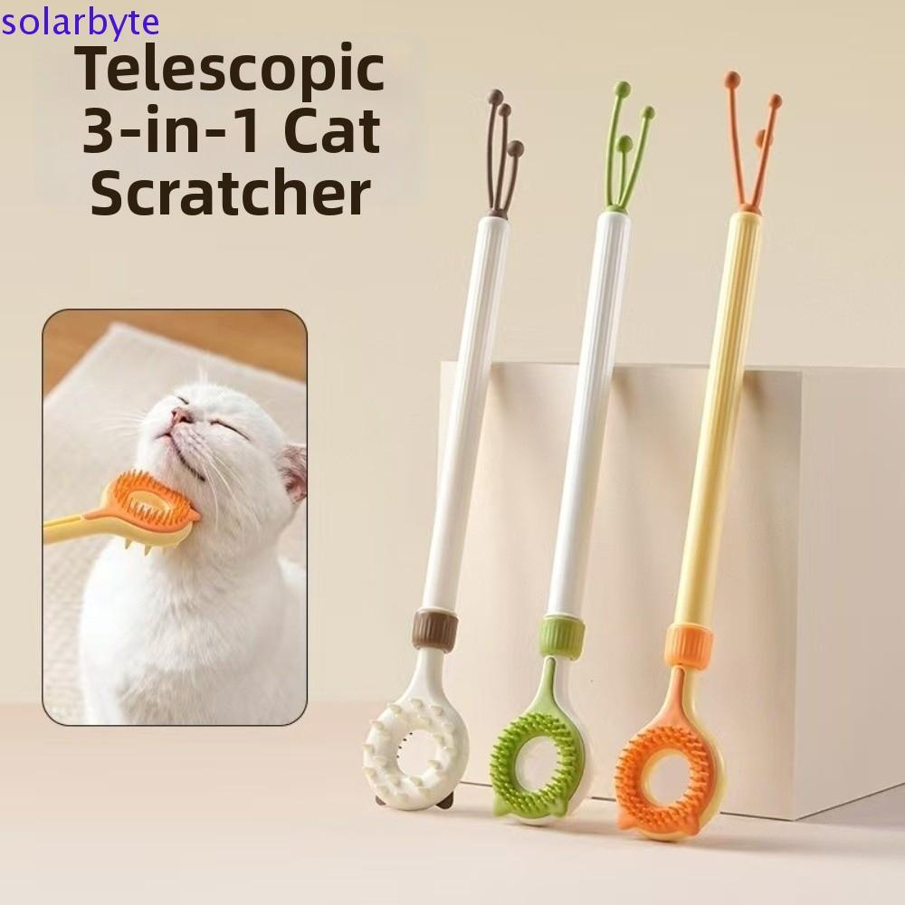 SOLARBYTE ไม้เกาและนวด, Creative บรรเทาอาการคัน 3-In-1 Scratching Stick, Telescopic Handle แบบพกพามัลติฟังก์ชั่น Retractable Cat Tickler เวลาเล่นที่บ้าน