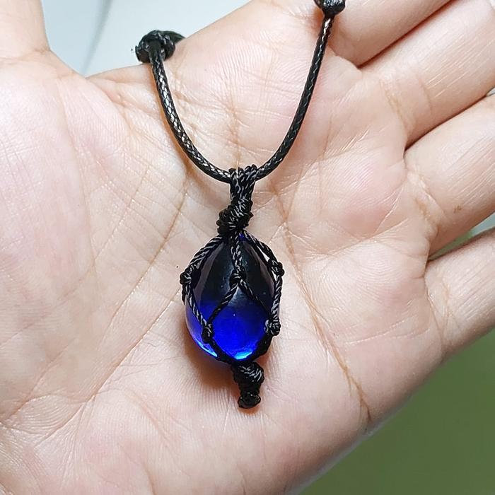 สร้อยคอไข่กลม King Sapphire Royal Blue Sapphire พร้อมเชือกเกาหลีที่หรูหรา
