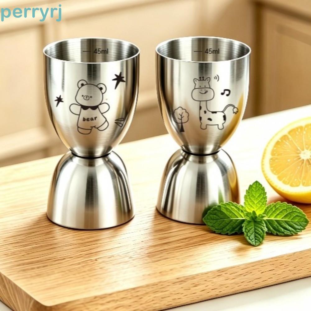 PERRYL Dual Heads Jigger, 30/60ML สแตนเลสสองด้านJigger,บาร์อุปกรณ์เสริมรูปแบบการ์ตูนที่ถูกต้องกับ Sc
