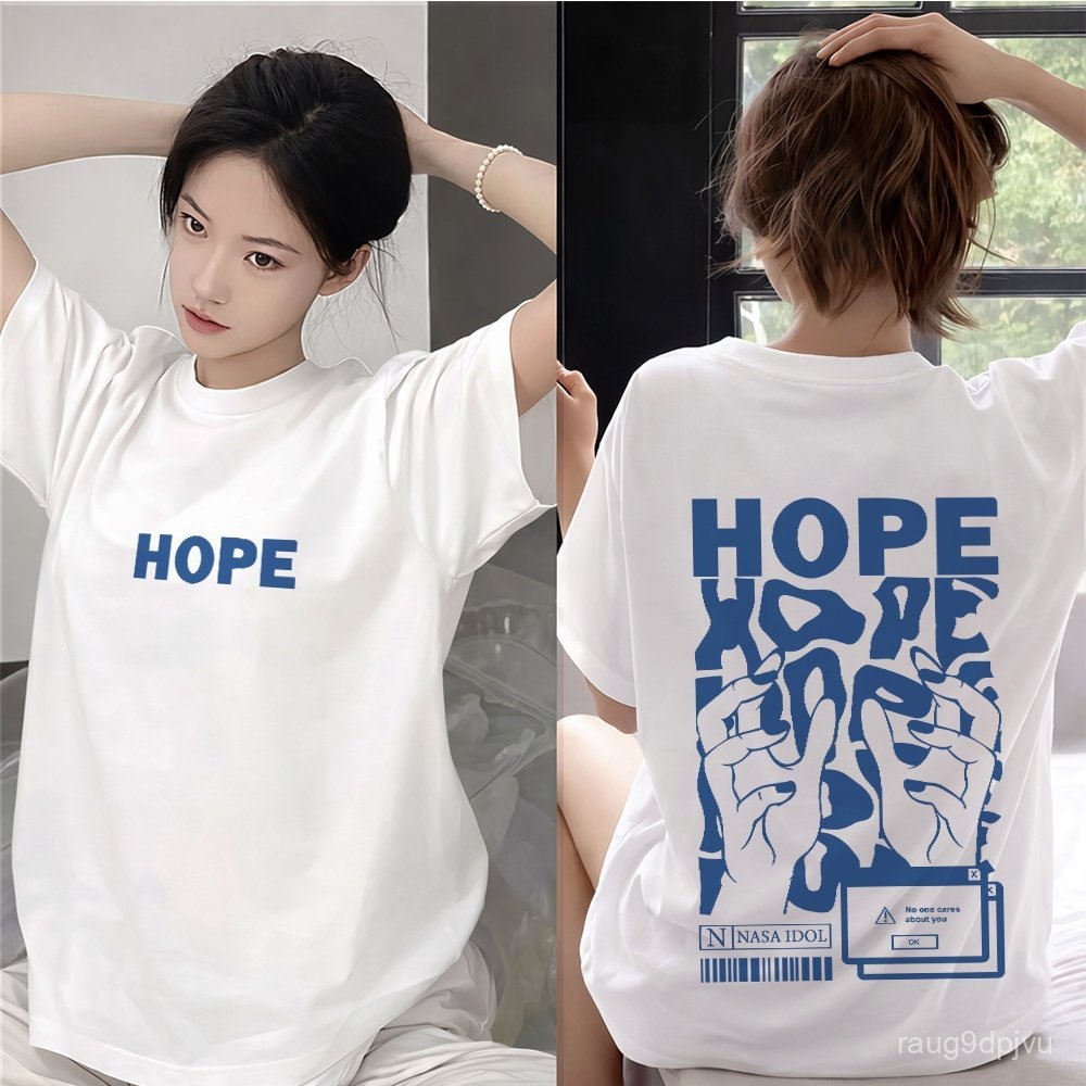 เสื้อยืดแขนสั้น unisex ทรงโอเวอร์ไซส์ เนื้อผ้านุ่ม ระบายอากาศดี สีดำและสีขาว เสื้อยืดทูโทน แฟชั่นฮิต