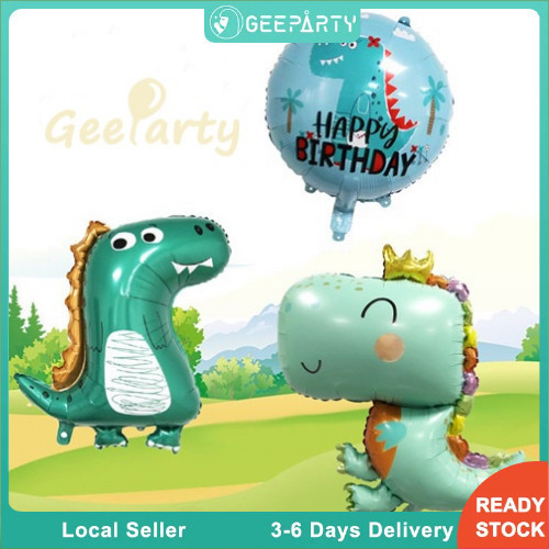 GeeParty ลูกโป่งฟอยล์ไดโนเสาร์สีเขียวน่ารัก 3 มิติ ขนาดเท่าตัวจริง รุ่นใหม่ ลูกโป่งของเล่นสำหรับตกแต่งงานวันเกิด