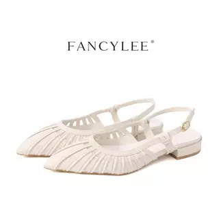 【ส่งจากไทย】Fancylee รองเท้าส้นเตี้ย ลายทางกลวง เหมาะสำหรับสวมใส่ลำลอง