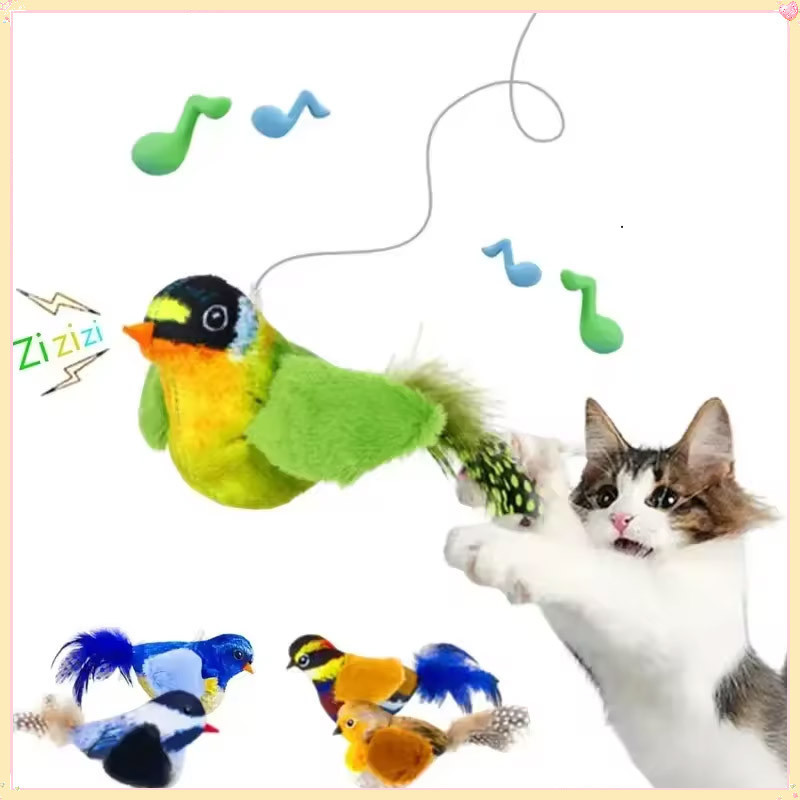Interactive ของเล่นแมวจําลองนกแมว Squeaky ของเล่นแมว Chaser ของเล่นสัตว์เลี้ยง Chewing กัดของเล่น Kucing