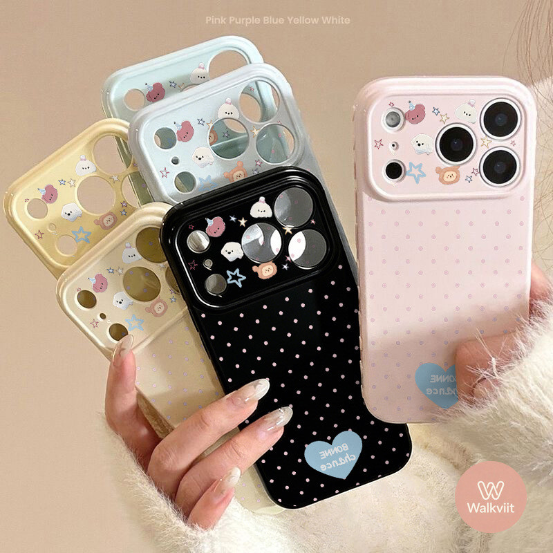 สำหรับ Vivo Y29 Y28s Y19sPro Y18 Y18s Y18E Y17s Y35 Y21T Y15 Y12 Y11 Y03 Y02 เคสหน้าต่างกล้องใหญ่ลายจุดตกแต่งสุนัข3D