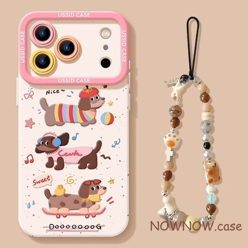 สําหรับ IPhone 17 16 15 14 13 12 11 Pro Max X XR XS Max 7 8 Plus สีชมพูโบว์ Kitty แมวชุบหน้าต่างขนาดใหญ่เคสโทรศัพท์สร้อยข้อมือเงินปกอ่อน
