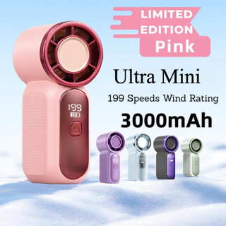 [199Speed]  9cm Ultra Mini Portable Handheld Fan USB Rechargeable Cooling Fan Pocket Fan Outdoor Camping Travel Office
