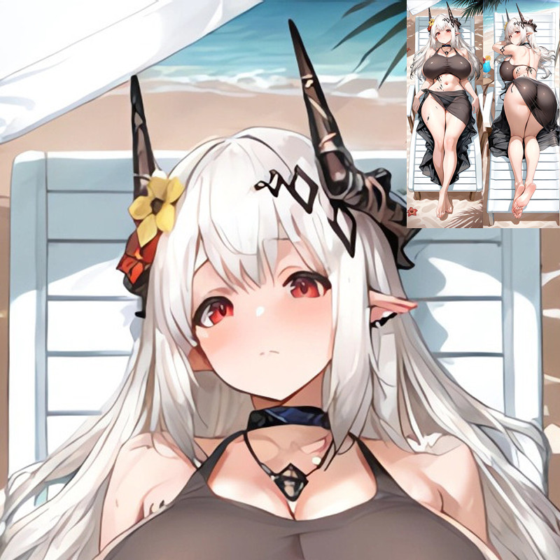 Arknights Mudrock Beach Girl หมอนสองด้าน - สินค้าเกมอนิเมะที่ถอดออกได้และล้างทําความสะอาดได้
