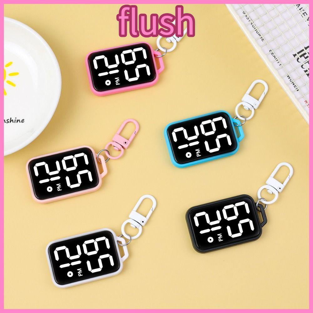 FLUSH นาฬิกาพวงกุญแจ LED, จอแสดงผล LED Square Digital Pendant Watch, อุปกรณ์เสริมมีสไตล์การเคลื่อนไหวอิเล็กทรอนิกส์แขวนสไตล์อิเล็กทรอนิกส์แขวนนาฬิกาเป้สะพายหลังอุปกรณ์เสริม