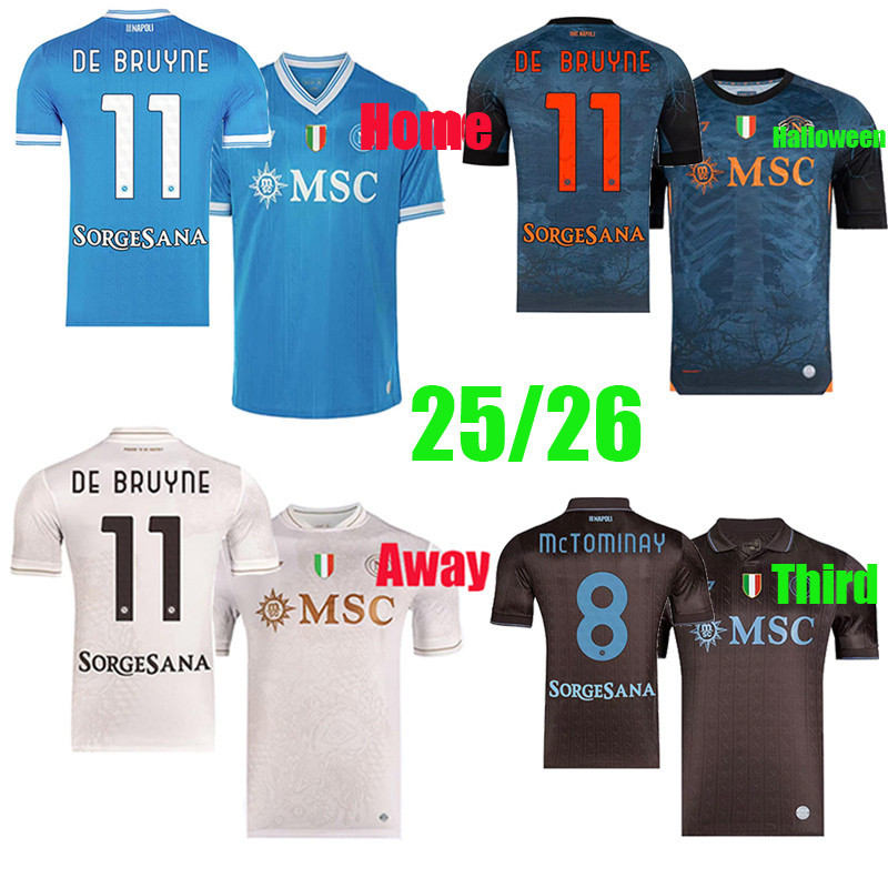 เสื้อฟุตบอล DE BRUYNE สำหรับทีม Napoli กว่า 25/26 ขนาด มีลายเซ็นจาก Lukaku และ McTominay