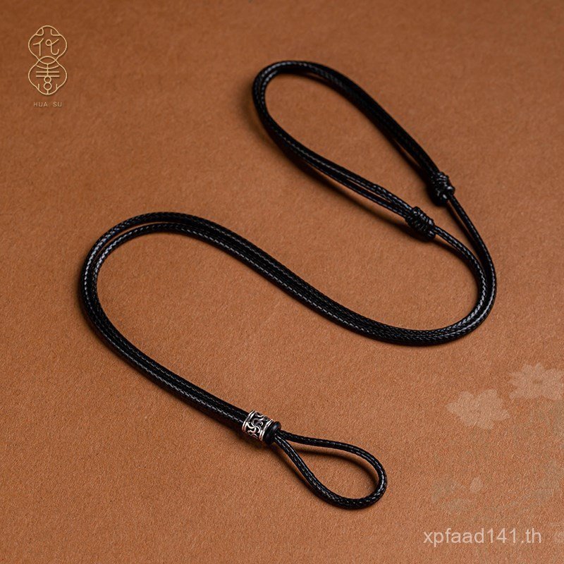 เงินสเตอร์ลิง Handmade Lanyard จี้เชือกสร้อยคอเชือกปลอดภัยหัวเข็มขัดแหวนคู่ผู้ชายผู้หญิง Halter คอดอ