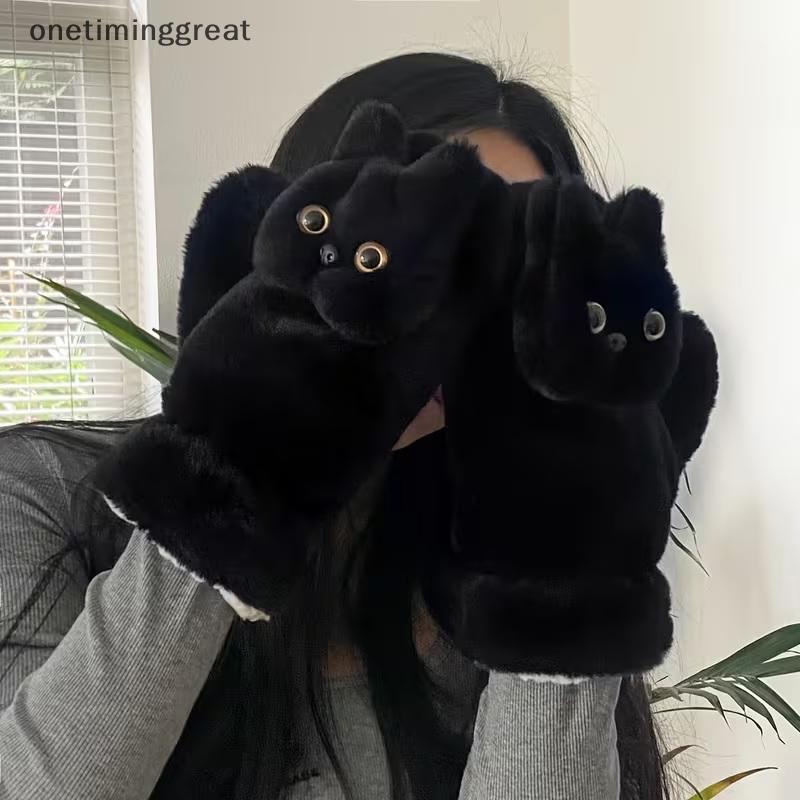 Onetiminggreat ck ถุงมือตุ๊กตาแมวมูลค่าสูงและน่ารักฤดูหนาวกันลมและเย็นถุงมืออุ่นคอถุงมือคลุมทั้งตัวส