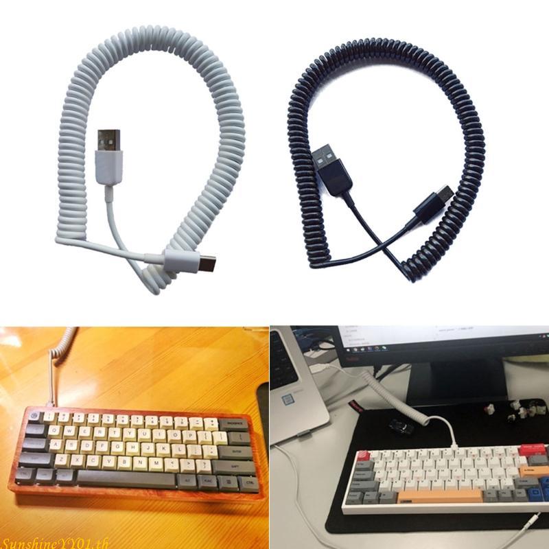 SUN Coiled Cable Wire Mechanical Keyboard GH60 USB V2 Cable Mini Micro Type C USB