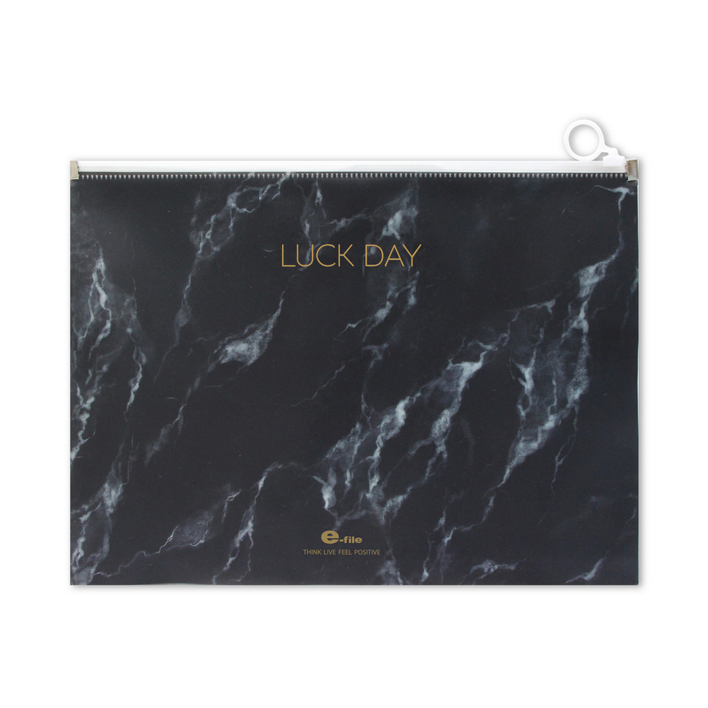 E-FILE แฟ้มซองซิป รุ่น 18A-BK ลายหินอ่อน สีดำ ขนาด 330 x 245 x 3 มม.