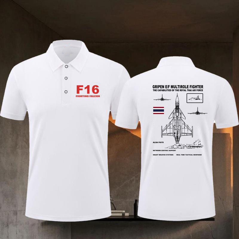เสื้อโปโล ไทยนี้รักสงบ F-16 printed ผ้าCotton มีสองสี ทั้งทรงปกติแล polo shirt ผ้า ใส่ได้ ทั้ง ชาย ใ