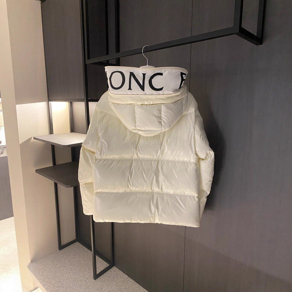 1L5E Moncle* 25s Autumn and Winter Hooded Letters90Down Jacket Coat for Men and Women