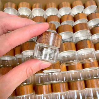 ขวดแก้วจิ๋ว10ml , 30ml ขวดแก้วฝาลายไม้ สไตล์มินิมอลญี่ปุ่น เหมาะสำหรับเครื่องปรุง ใบชา พริก เครื่องครัว