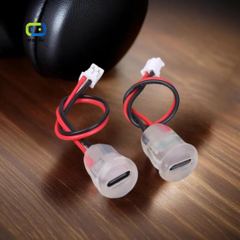 [maygood] 1/3/5 ชิ้น Type C ซ็อกเก็ตหญิงแจ็คตัวเชื่อมต่อกันน้ํา 2 สายผมเปียพร้อมไฟ LED 3A 5V Fast Ch