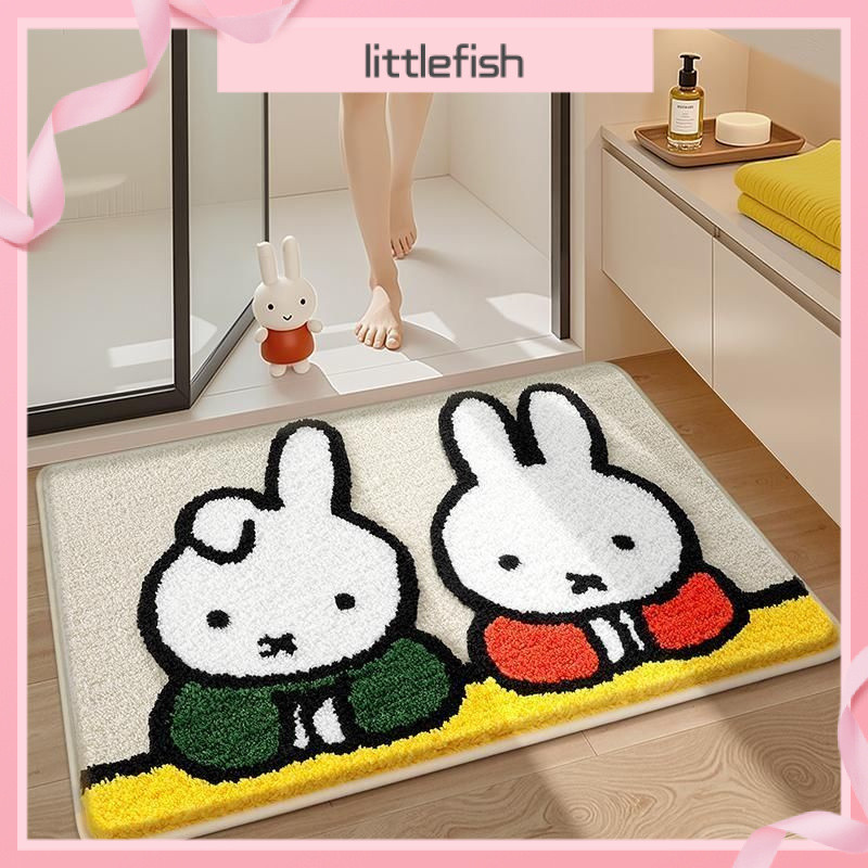 ปลาน้อย มิฟฟี่ เสื่อห้องน้ําครัวเรือน ดูดซับน้ํา หนา ลายการ์ตูน พรมห้องนอน