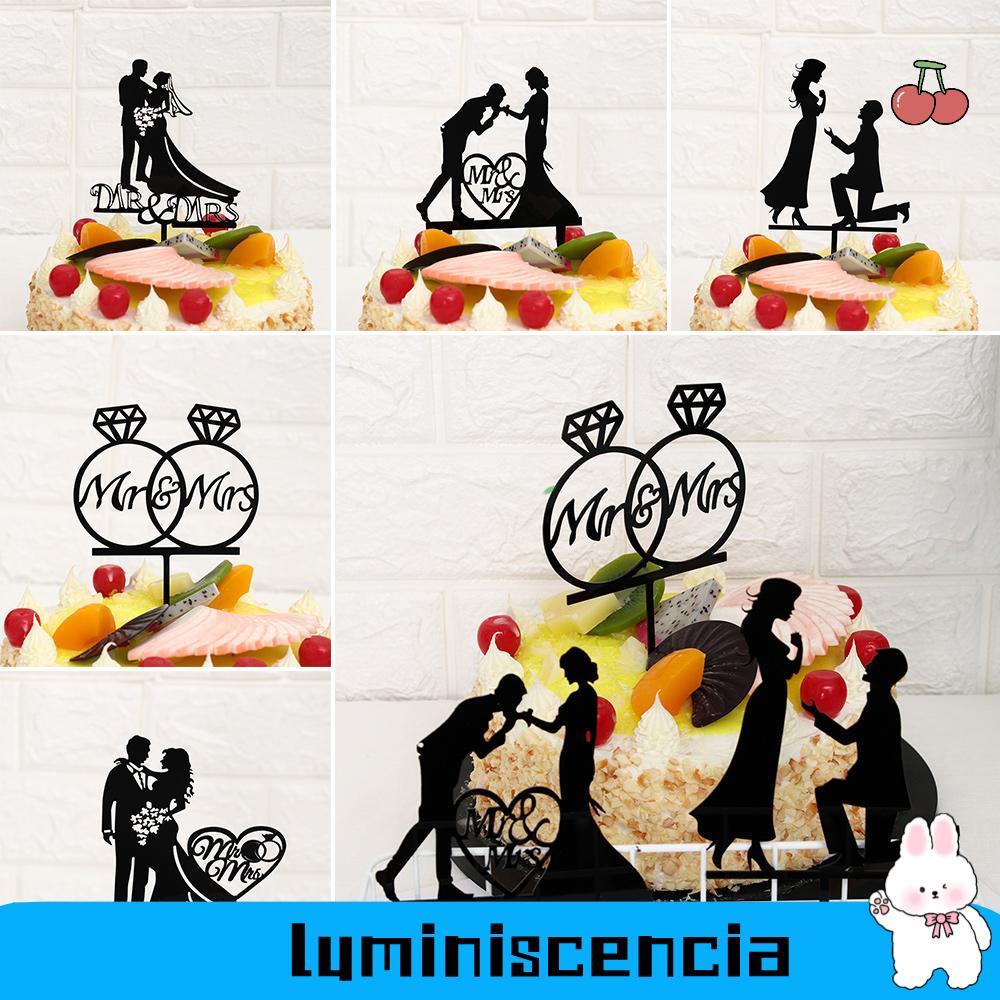 LUMINESCIA เค้ก Topper DIY หัตถกรรมผู้ใหญ่โปรดปรานเจ้าสาวเจ้าบ่าว Mr Mr Mr Mrs
