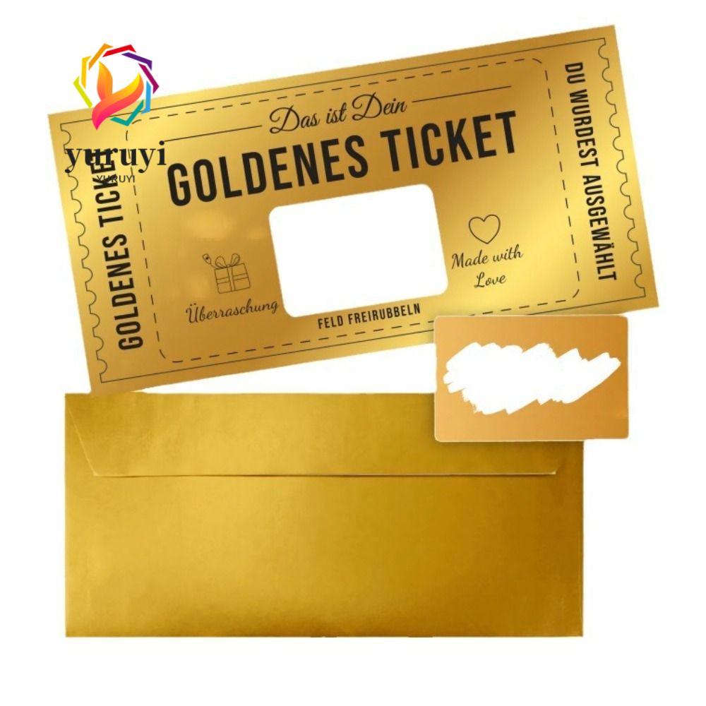 YURUYI Golden Ticket Scratch Card, Scratch Ticket Concert Ticket, Raffle Gift with Envelope Party Fa