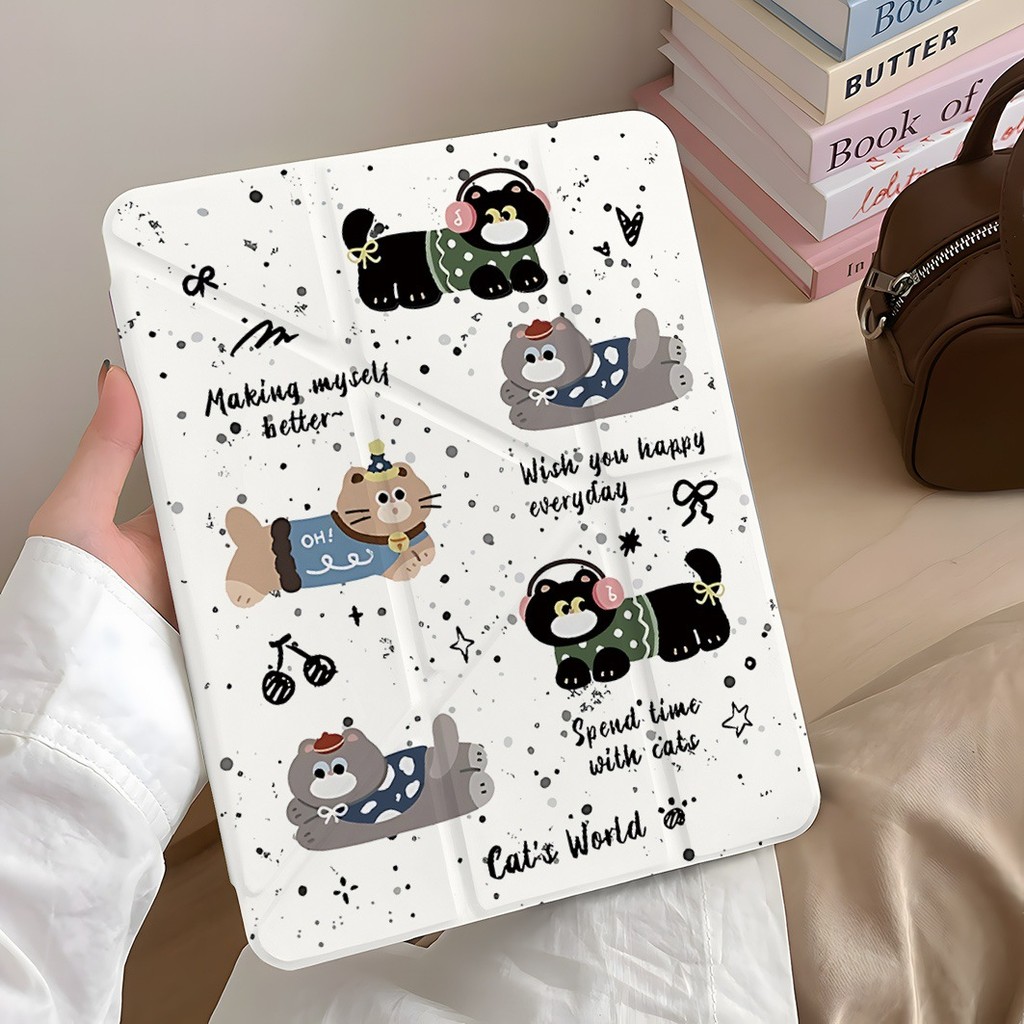 ชุดหูฟัง Cat iPad MINI7 เคสป้องกัน 10/9/8 รุ่น air6/5 เคสแท็บเล็ต pro37 ซม. A16 เคสป้องกัน 2025 สไตล