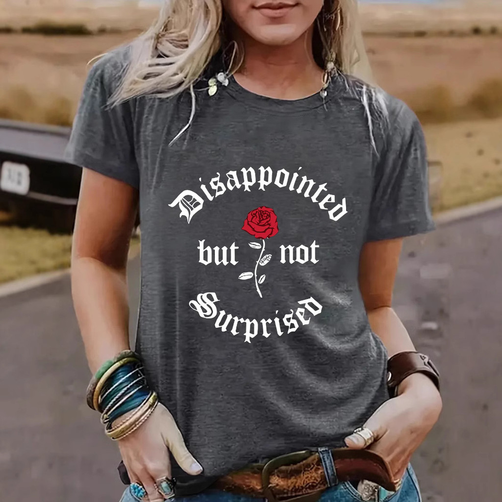 COD 2026 อิสระยืนผิดพลาด Rose รอบคอหลวมแขนสั้น Casual เสื้อยืดผู้หญิงขายส่ง COD GA3O