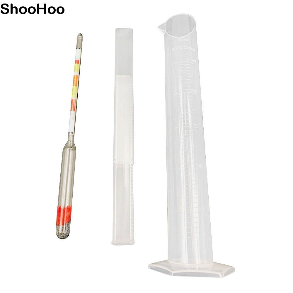 SHOOHOO เครื่องวัดแอลกอฮอล์เบียร์ 3 ชิ้น, ชุดขวดทดสอบพร้อมถุงเก็บ Triple Scale Hydrometer, การวัดที่แม่นยํา 250 Ml กระบอกพลาสติก Hydrometer แอลกอฮอล์ไวน์ทํา