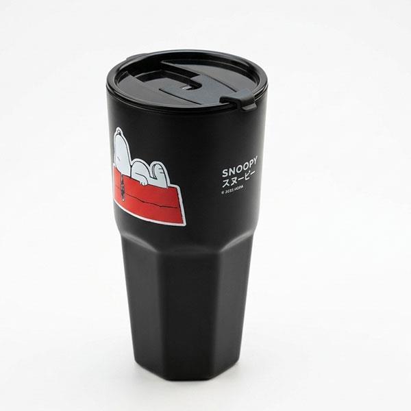 Bundanjai (แก้วน้ำ) PN4-แก้วน้ำมีฝาปิด : PEANUTS-4C Tumbler with lid (PN4C-TB-PP850-BK) W9xH18.5 cm.