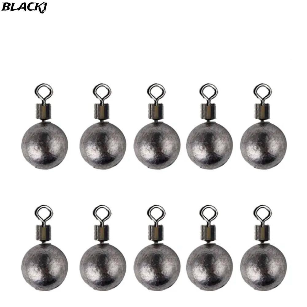 สีดํา 10 ชิ้นน้ําหนักตกปลา Sinkers, ทรงกลมหมุนได้ 360° Freely Drop Shot Weights Kit, ตะกั่วทนทาน 3.5g/5g/7g/10g/14g/20g Bass Fishing Tackle