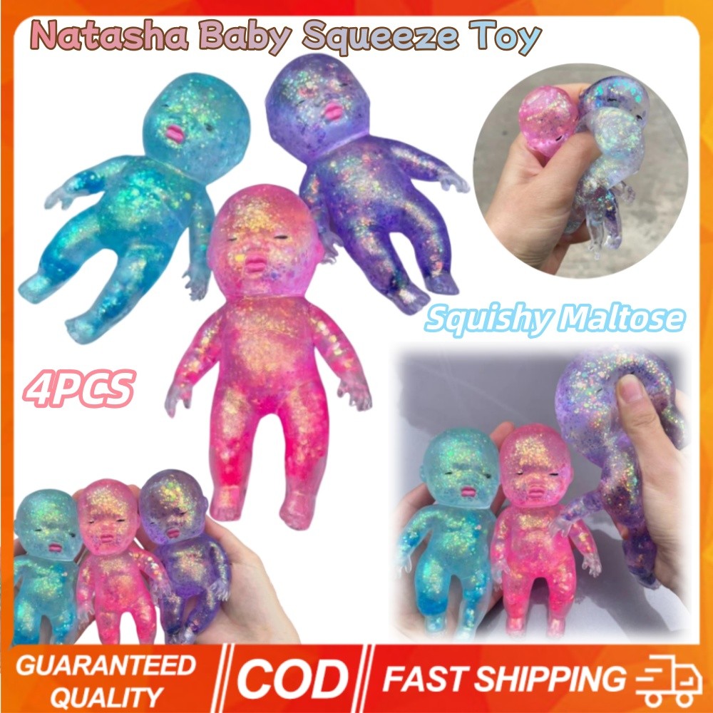 4PCS Natasha Needoh Squishy Maltose Sugar Baby Squeeze ของเล่น Kawaii เด็กยืดช้า Rising Fidget ของเล่นเด็กผู้ใหญ่ความเครียดความวิตกกังวลบรรเทาของขวัญ
