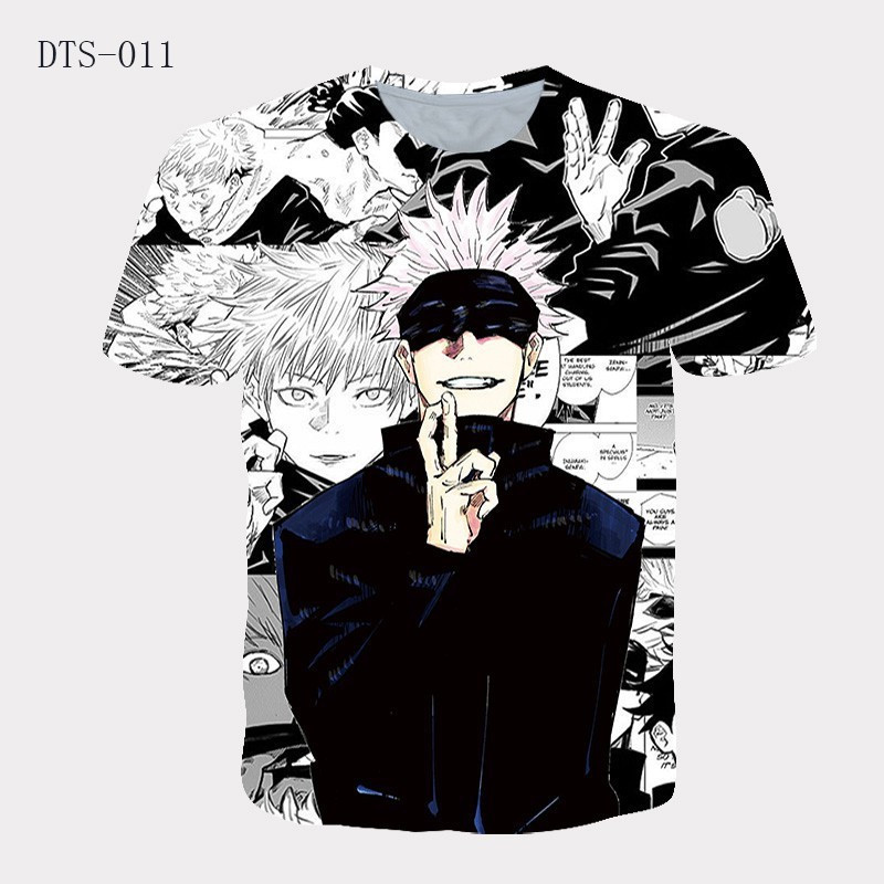 Jujutsu Kaisen 3D อะนิเมะพิมพ์เด็ก O คอแขนสั้น Tee สําหรับโรงเรียนทุกวันชุดลําลองกลางแจ้ง